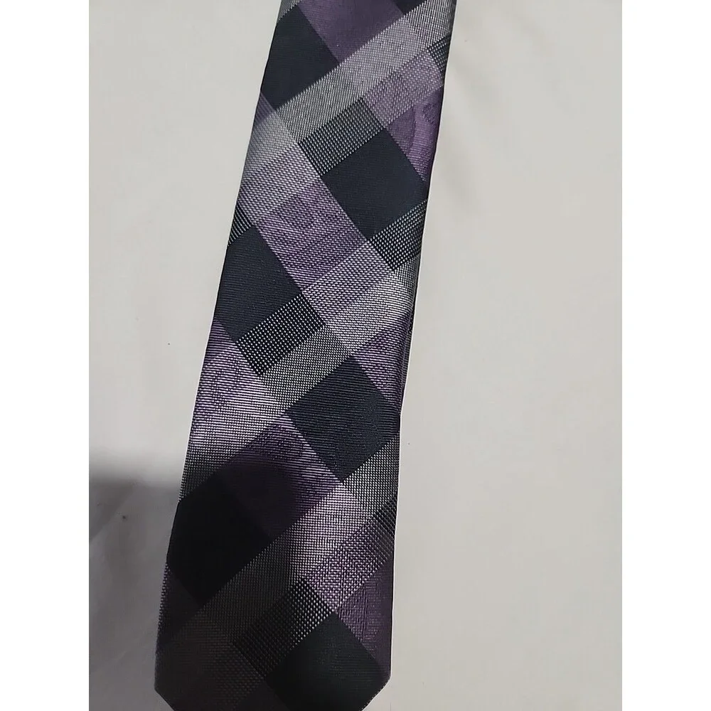 Structure Tie Mens Purple And Grays Neckwear